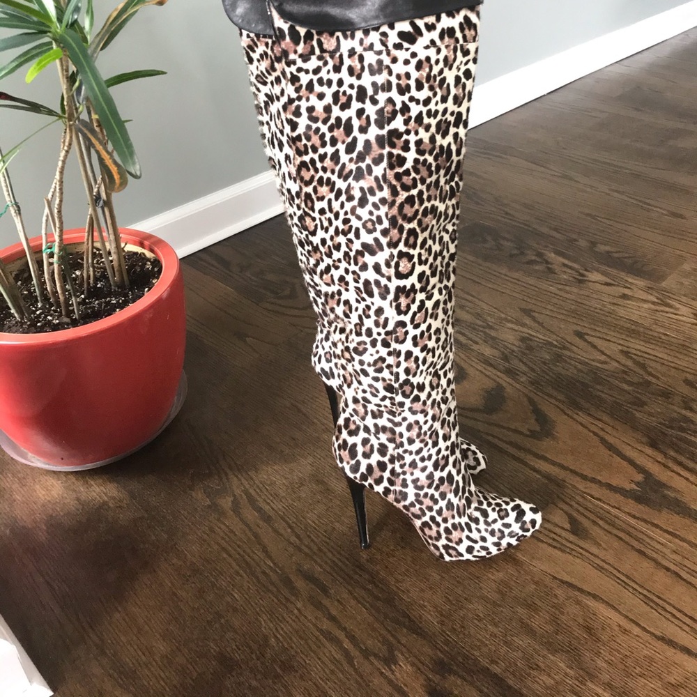 Jimmy Choo leopard print over the knee boots